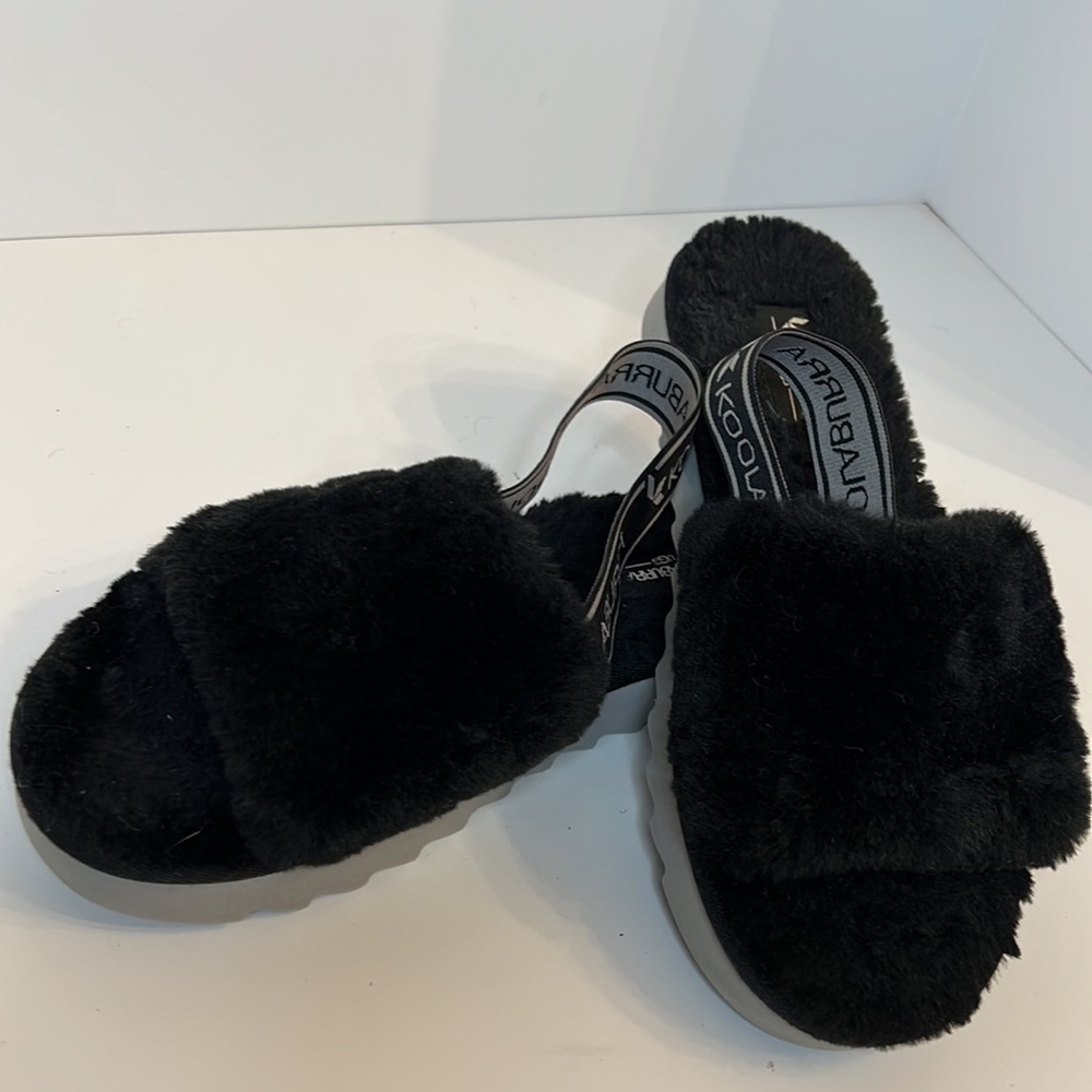 KOOLABURRA BY UGG BLACK FAUX FUR SLIPPERS SZ 8 - Picture 8 of 12